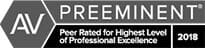AV PREEMINENT | Peer Rated for Highest Level of Professional Excellence | 2018